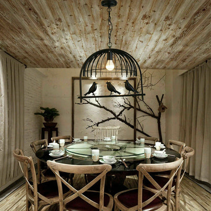 Brushed Silver Bird Cage Chandelier for dining room .JPG