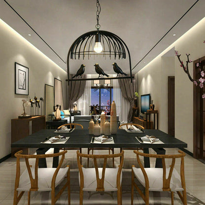 Brushed Silver Bird Cage Chandelier for dining room .JPG