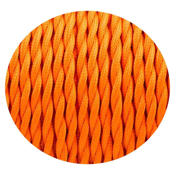 16Ft Twisted Cloth Covered Wire 18 Gauge 2 Conductor Braided Light Cord Orange