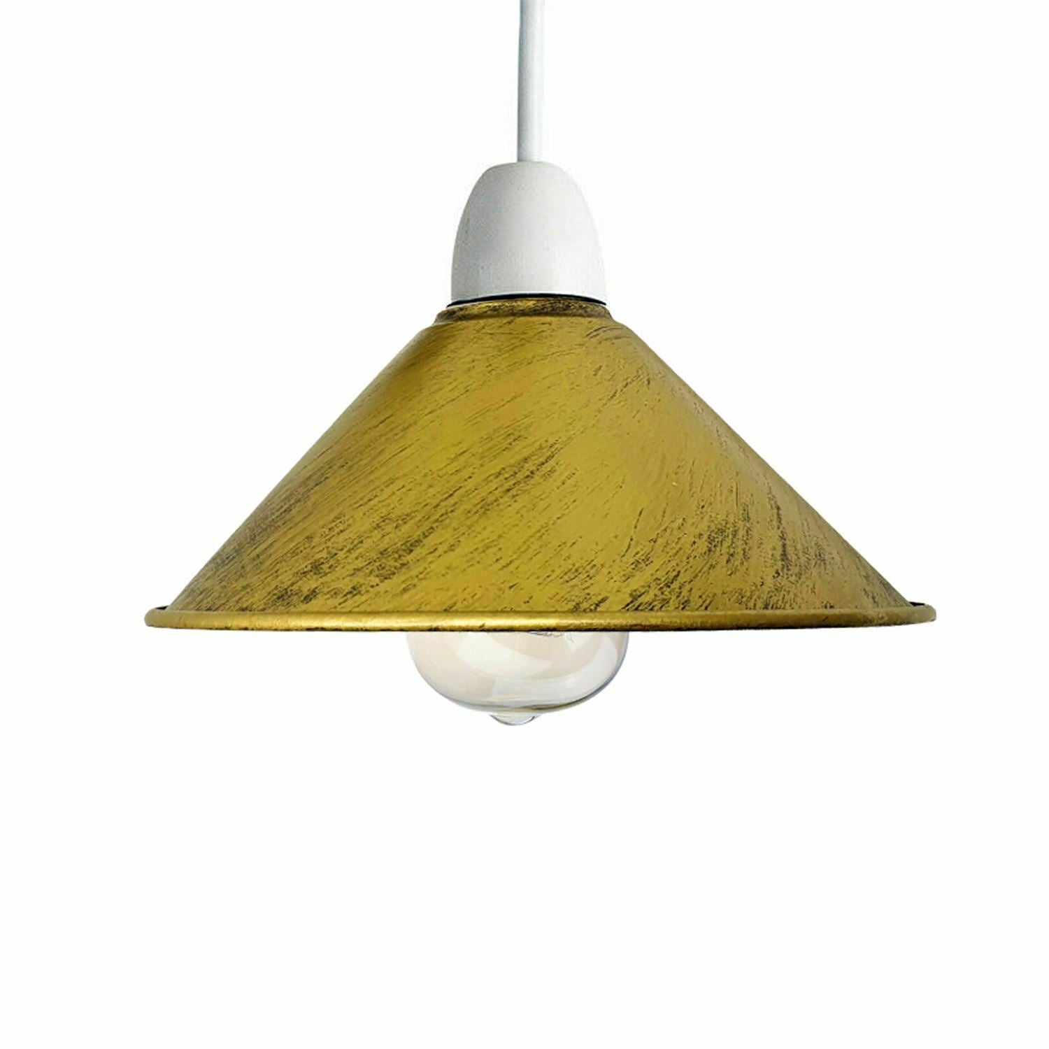 Yellow Brass Cone Pendant Lamp Shade.JPG