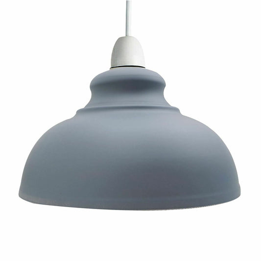 Glossy grey dome metal ceiling pendant light shade for kitchen island lighting