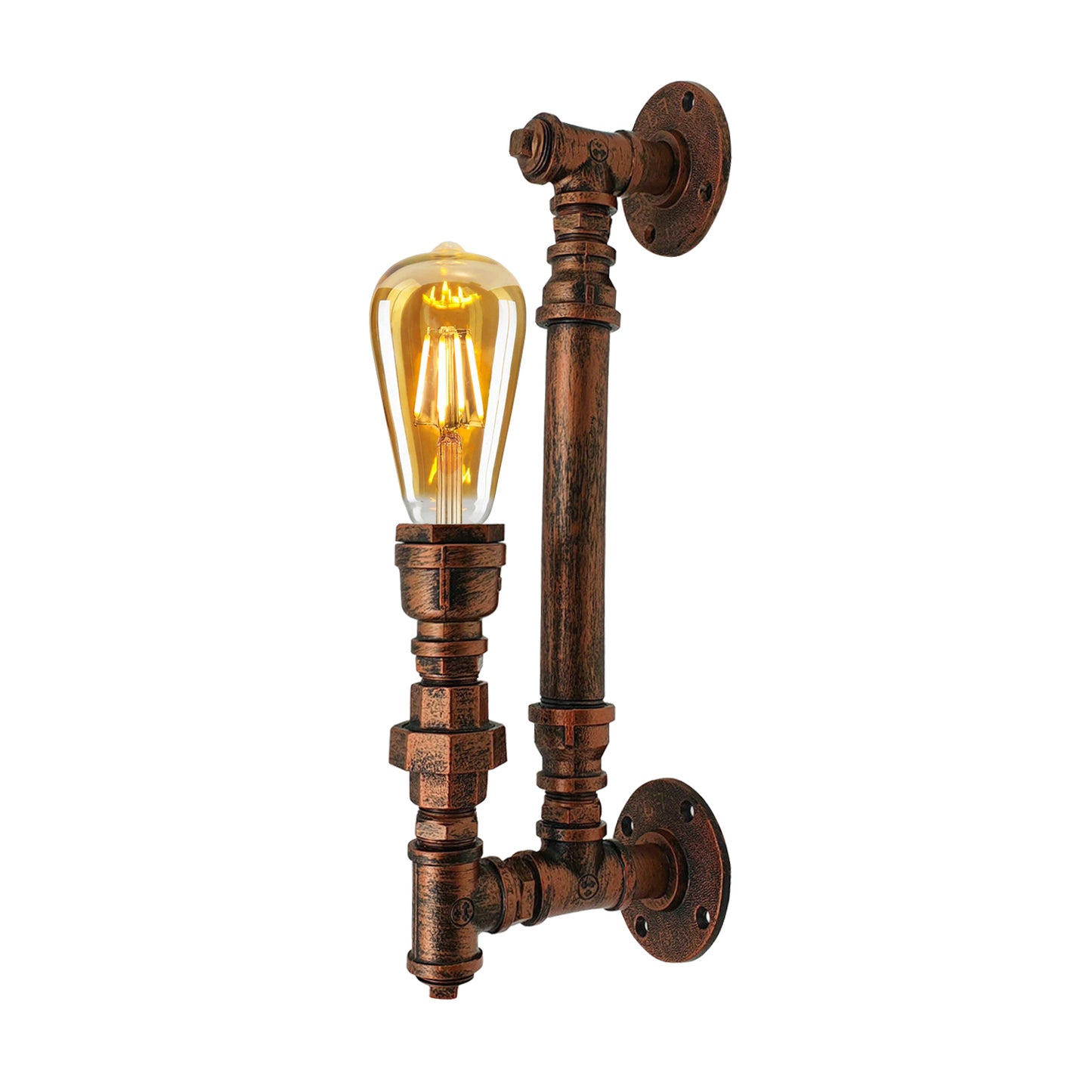 Rustic Red Steampunk Water pipe Wall Sconce Light.JPG