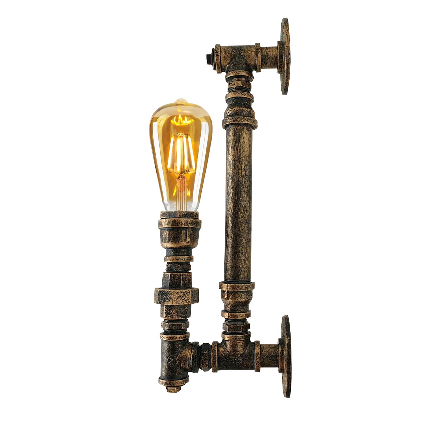 Brushed Copper Steampunk Water pipe Wall Sconce Light.JPG