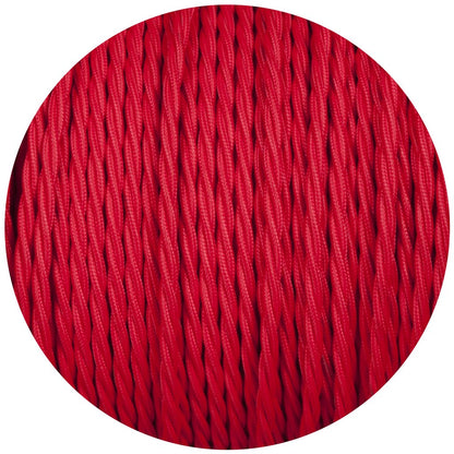 18 Gauge 3 Conductor Twisted Cloth Covered Wire Braided Light Cord Red