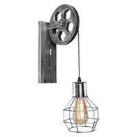 Retro Wall Sconce Brushed Silver Pulley Industrial Wall Lamp Farmhouse~1519