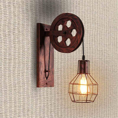 Rustic Wall Sconce Pulley Wall Light Cage Wall Lamp Home Restaurant Farmhouse