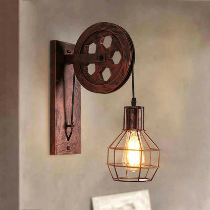 Pulley Wall Light Rustic Wall Sconce 