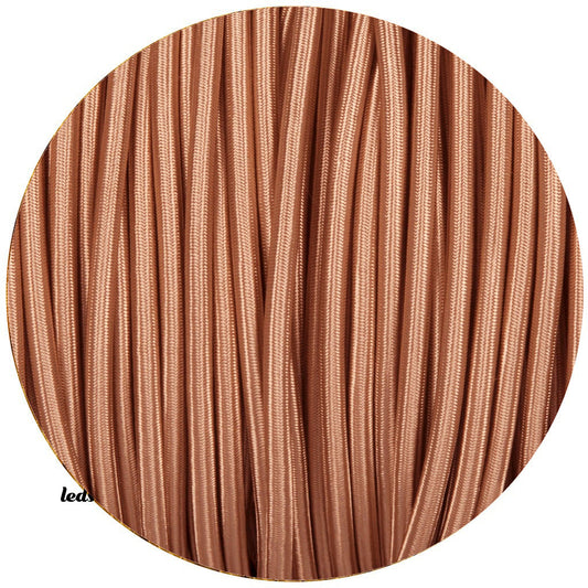18 Gauge 3 Conductor Round Cloth Covered Wire Braided Light Cord Rose Gold