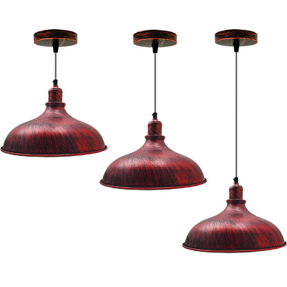 17 Inch Industrial Metal Rustic Red Hanging Pendant Light
