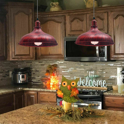 18 Inch Industrial Metal Rustic Red Hanging Pendant Light