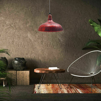 19 Inch Industrial Metal Rustic Red Hanging Pendant Light