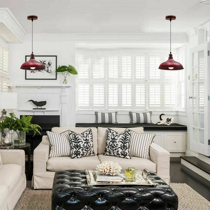 21 Inch Industrial Metal Rustic Red Hanging Pendant Light