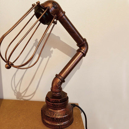 Retro Metal Water-Pipe Plug-In Table Lamp 