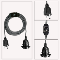 2M wire Black and White Plug In Pendant Lamp Light Set E26 Bulb Holder+ switch~1483