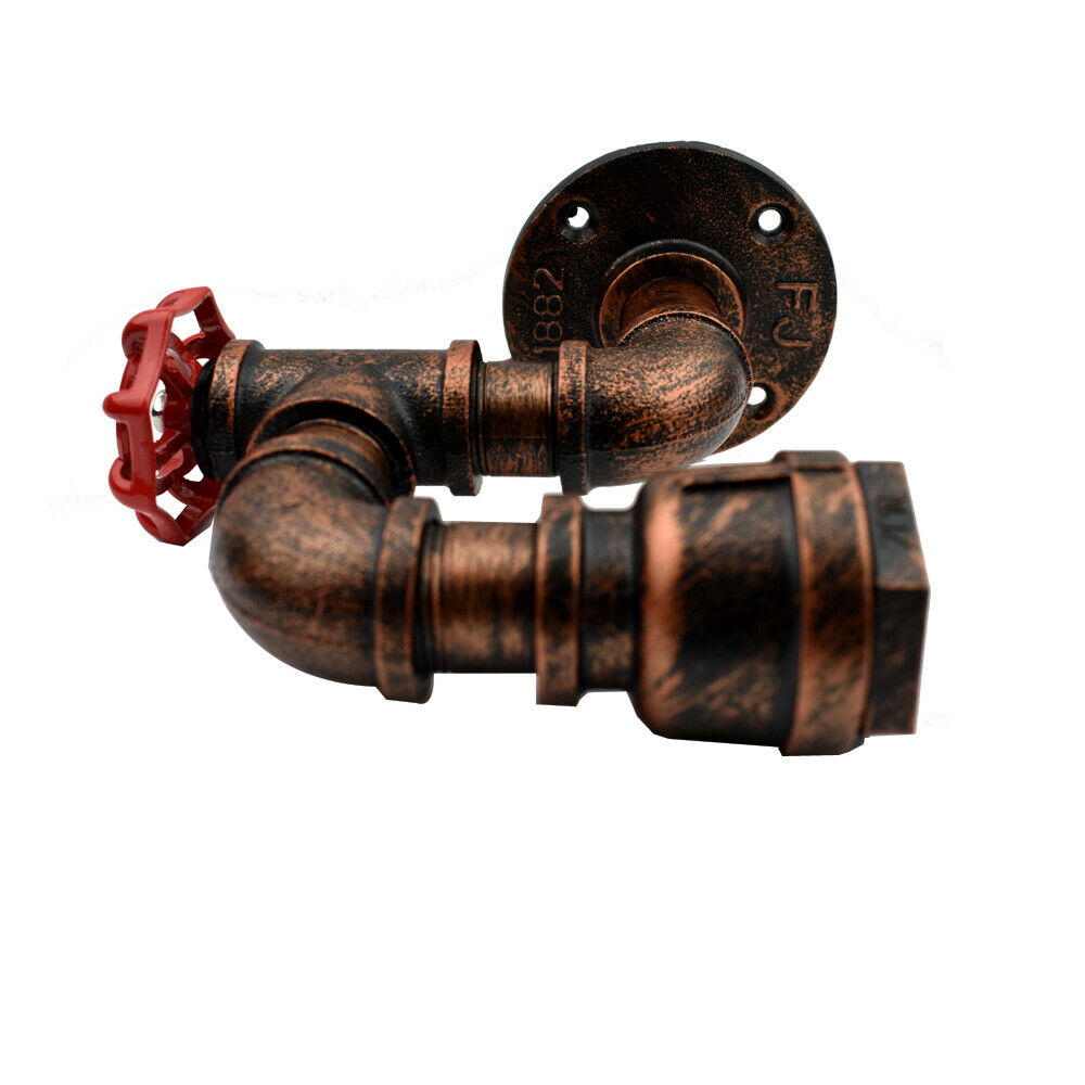 Modern Water-Pipe Wall Sconce Lamp in Rustic Red 