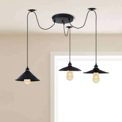 Industrial Three-head Metal Shade Spider Pendant Light