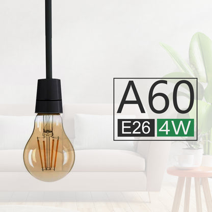 4W LED Light Bulbs A60 E26 Edison Bulb LED Filament Bulbs Warm White Dimmable
