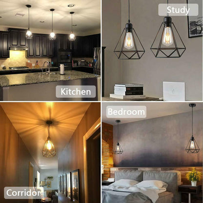 Vintage Geometric Pendant Light Cage Farmhouse Light Fixture