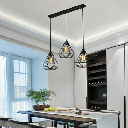 Vintage Geometric Pendant Light Cage Farmhouse Light Fixture
