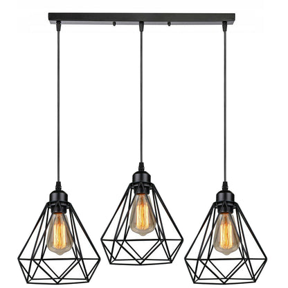 3-Light Geometric Pendant Light Cage Farmhouse Light Fixture