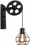 Rustic Pulley Wall Sconce Industrial Lighting 