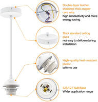 White Pendant Light Kit -kitchen island lighting- E26 Socket-light pendant-pendant light farmhouse