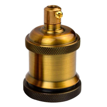 Brushed copper E27 lamp holder with knurled body for contemporary industrial pendant