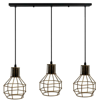 Vintage 3-Head Metal Hanging Pendant Light 