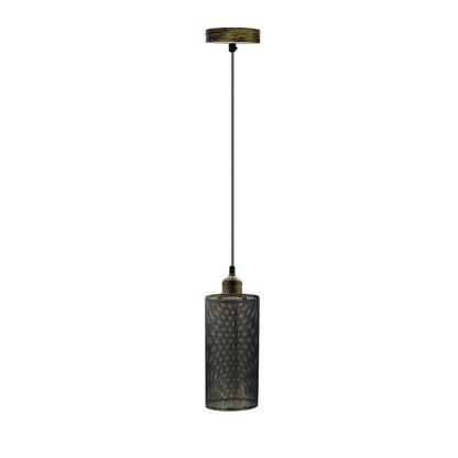 Industrial Vintage Metal Cage Cylinder Pendant Light Fixture