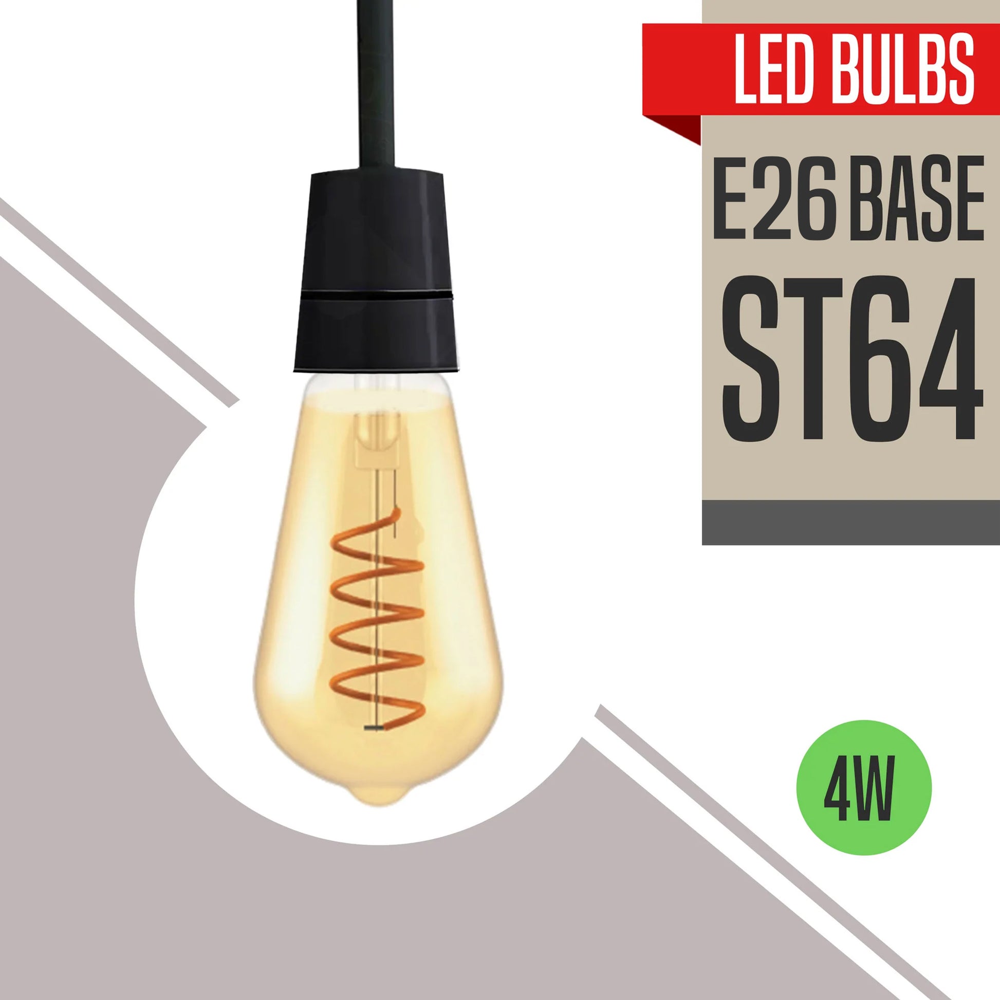ST64 4W LED Light Bulb Warm White Vintage Edison Filament Bulbs Dimmable