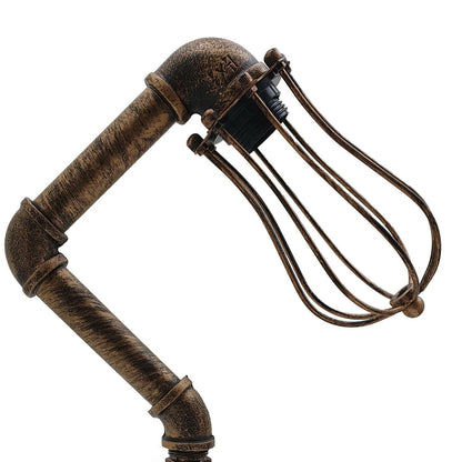 Retro Metal Water-Pipe Plug-In Table Lamp 