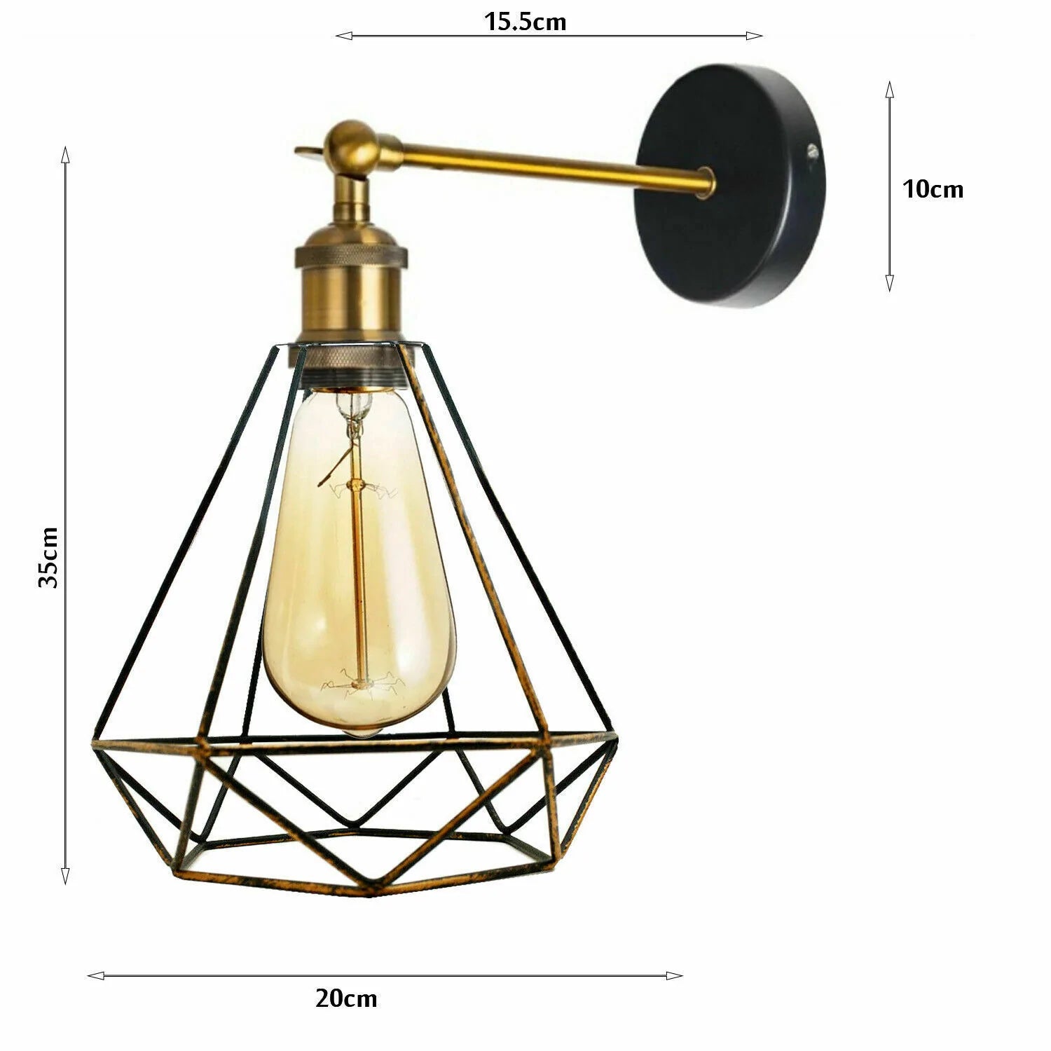 Industrial Wall Sconce Geometric Cage Light Home Living Room Bedside Wall Lamp