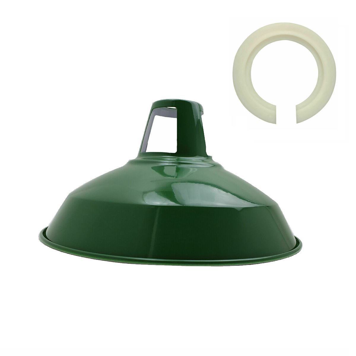 Green Metal Barn Easy Fit Lamp Shades for Pendant Lights.JPG