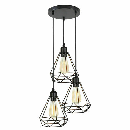 Vintage Geometric Pendant Light Cage Farmhouse Light Fixture