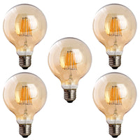 G95 E26 8W Vintage LED Light Bulb Pack 5