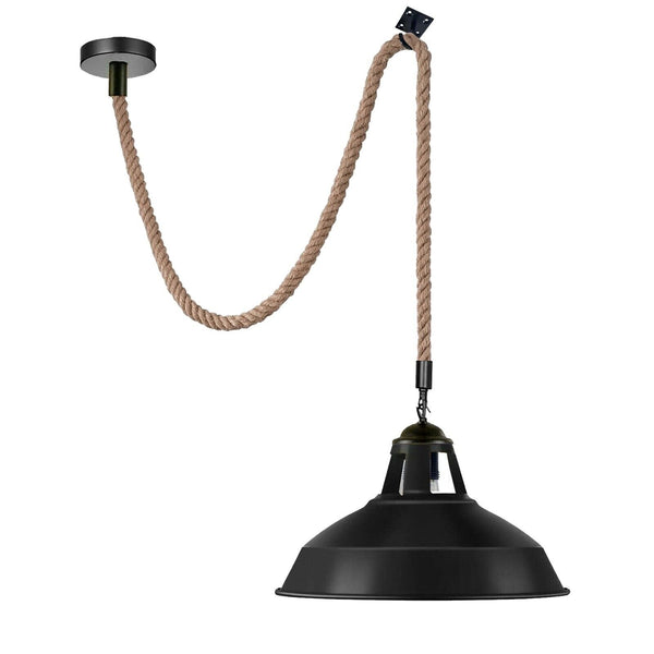 2M Industrial Metal Lampshade Hemp Rope Ceiling Hanging Pendant Light~1564