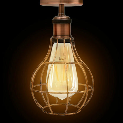 Retro Metal Wire Cage Ceiling Flush Mount Lights 