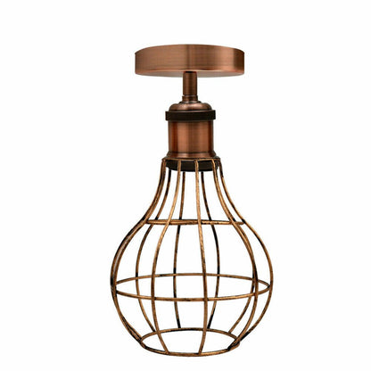 Retro Metal Wire Cage Ceiling Flush Mount Lights 