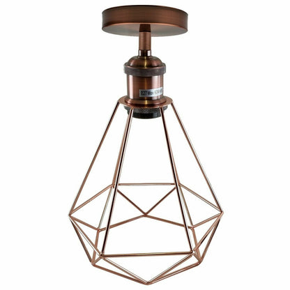 Diamond Wire Cage Flush Mount Lights 