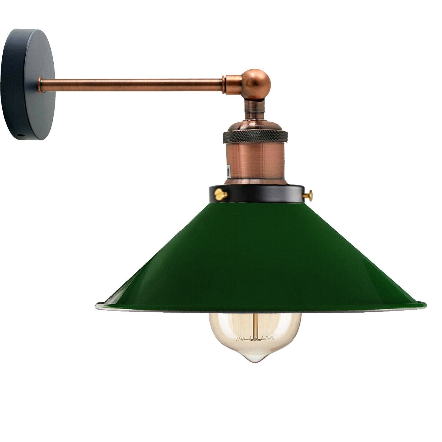 Green Metal Cone Wall Scones Lamp.JPG