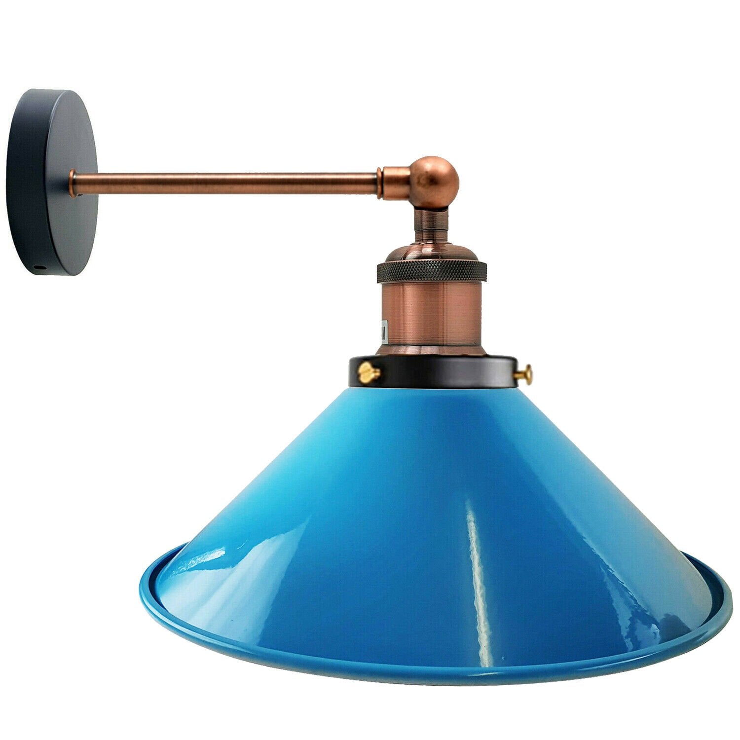 Blue Metal Cone Wall Scones Lamp.JPG