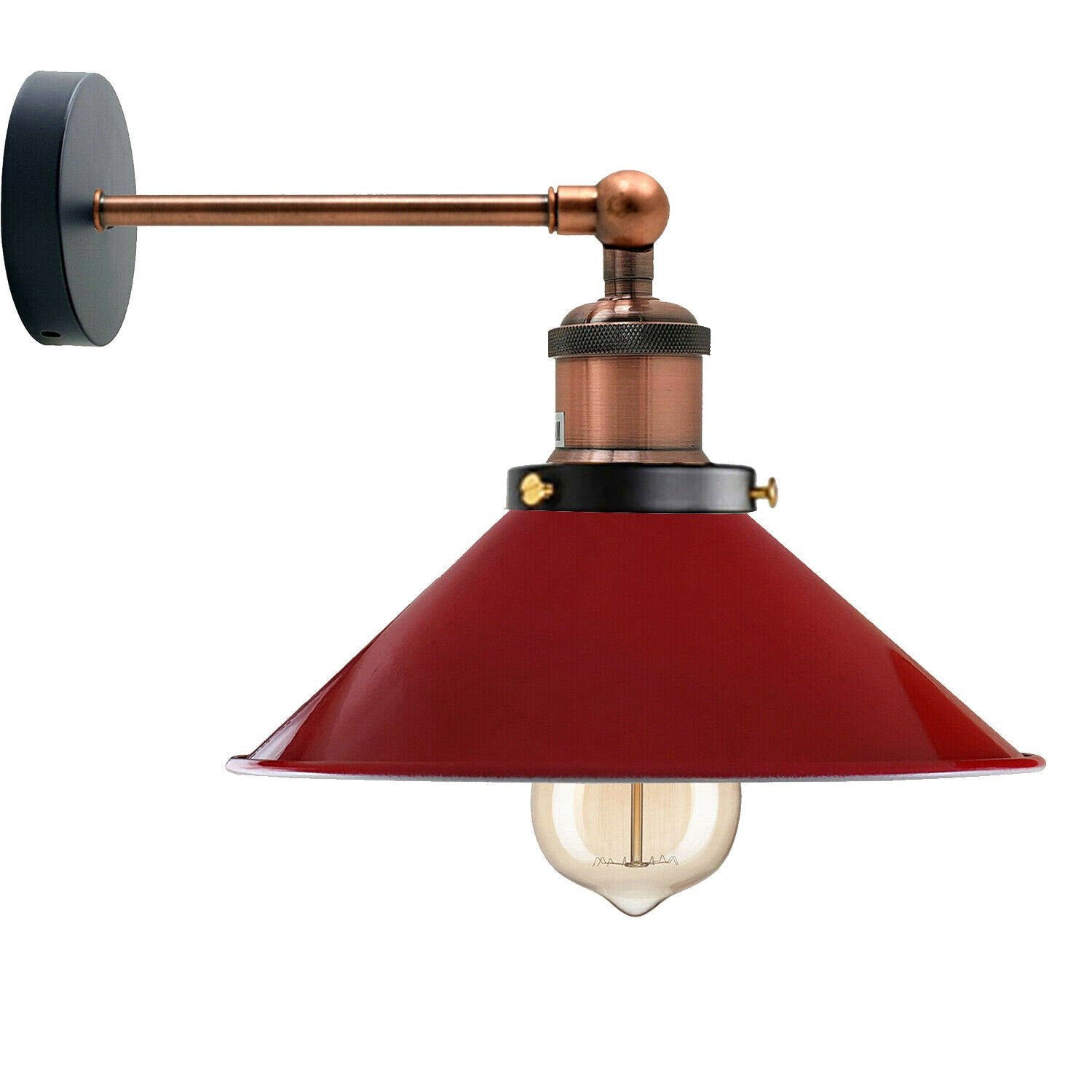 Red Metal Cone Wall Scones Lamp.JPG