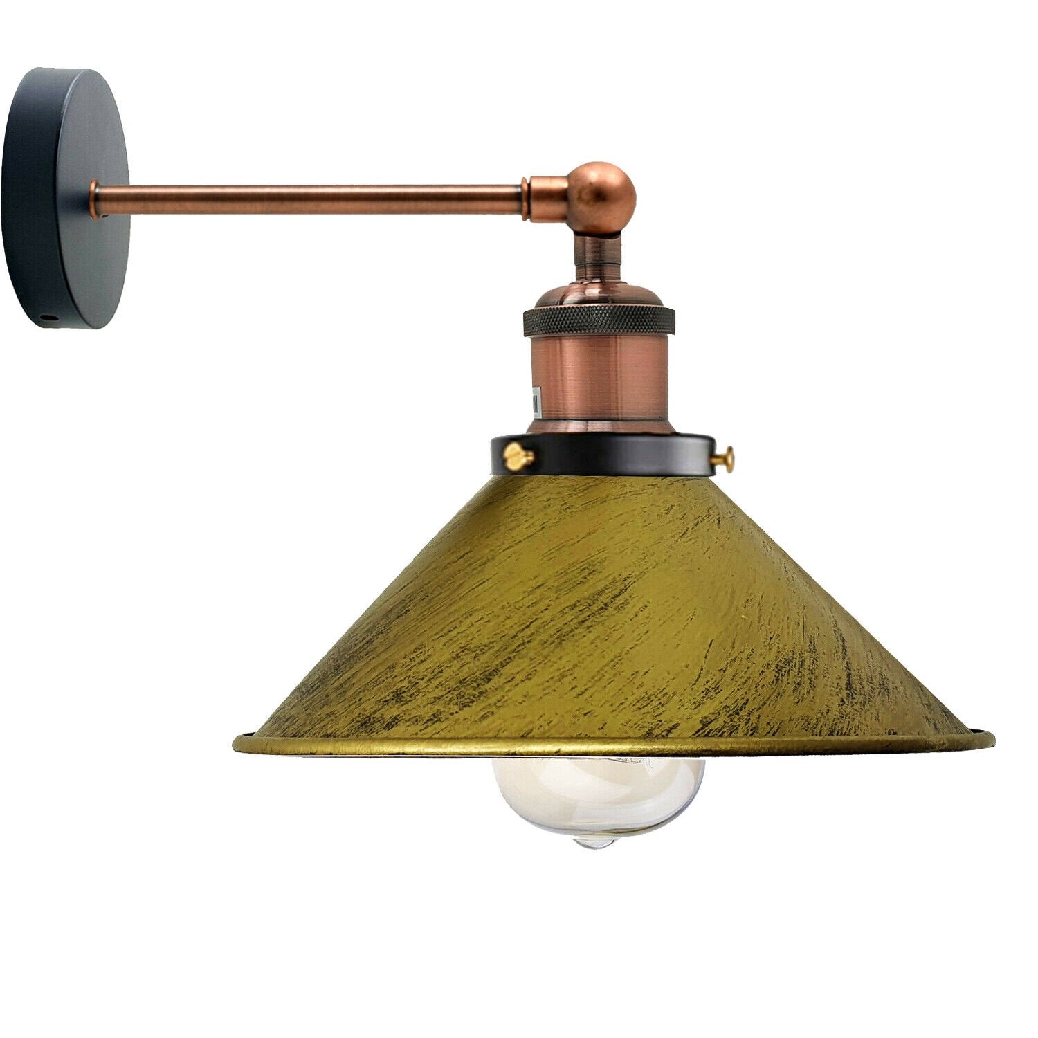 Yellow Brass Metal Cone Wall Scones Lamp.JPG
