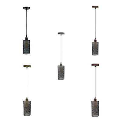 Industrial Vintage Metal Cage Cylinder Pendant Light Fixture