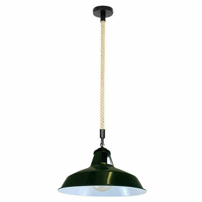 Green metal hemp rope pendant light.JPG