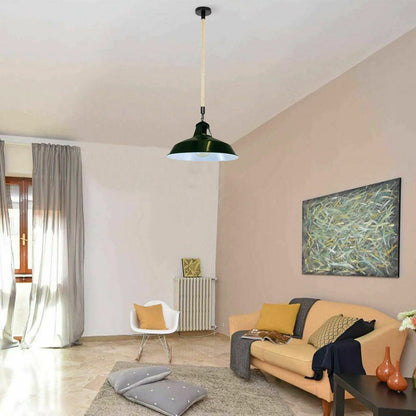 Green metal hemp rope pendant light for living room.JPG