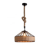 16 Inch Industrial Hemp Rope Pendant Light Farmhouse