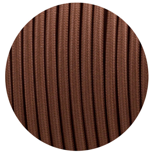 18 Gauge 3 Conductor Round Cloth Covered Wire Braided Light Cord Brown