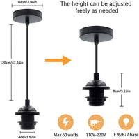 Black Pendant Light -pendant lamp holder-ceiling hanging lamp- E26 Socket-hanging lights- holder