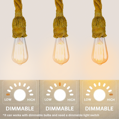 Industrial hanging  hemp rope Pendant lighting